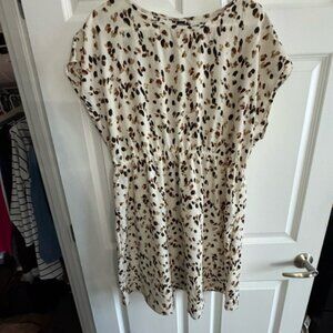 SHEIN Cream and Brown Patterned Blouse